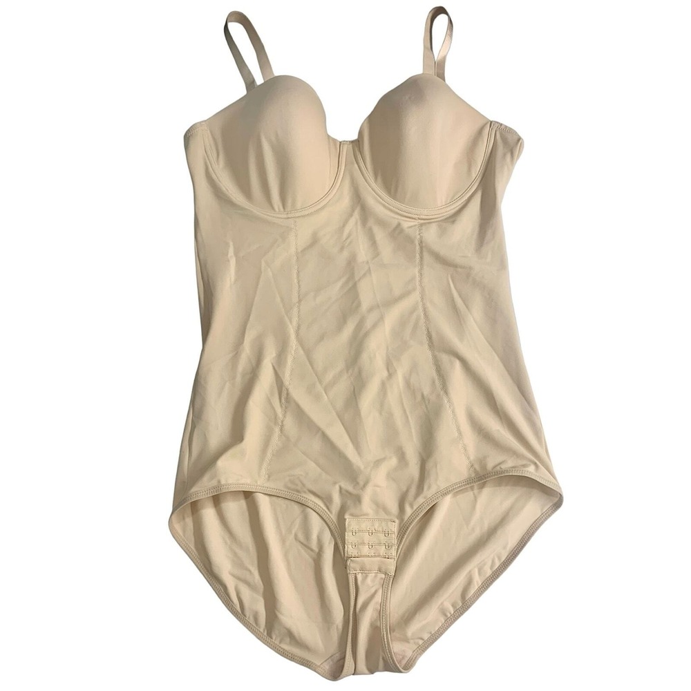 Women's Bodysuit Shapewear Tummy Control Backless with Built-in Bra Beige Sz 2XL - Picture 5 of 13